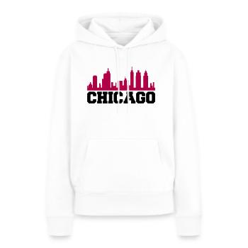Chicago - Sweat à capuche Premium bio Femme - blanc - Devant - Julia (174cm)