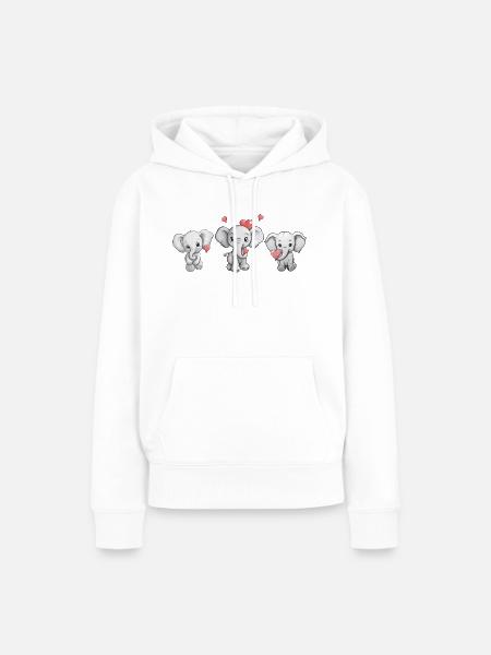 Liebliche Elefanten - Frauen Premium Bio Hoodie - Weiß