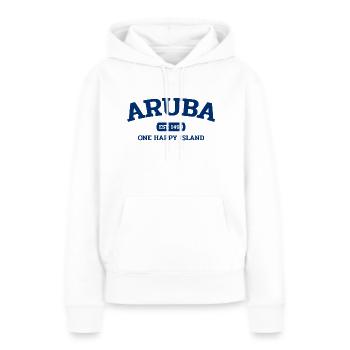 Aruba - Caraïbes néerlandaises - Est. 1499 Île des Caraïbes - Sweat à capuche Premium bio Femme - blanc - Devant - Julia (174cm)