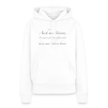 aus Steinen - Frauen Premium Bio Hoodie - Weiß - Vorne - Julia (174cm)