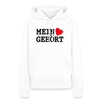 Mein Herz gehört... - Frauen Premium Bio Hoodie - Weiß - Vorne - Julia (174cm)