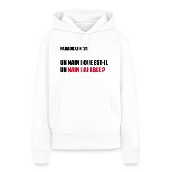 PARADOXE nain - Sweat à capuche Premium bio Femme - blanc - Devant - Julia (174cm)