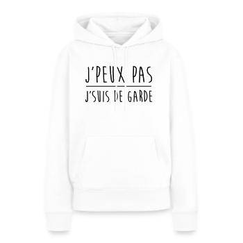 Je peux pas j'suis de garde - Sweat à capuche Premium bio Femme - blanc - Devant - Julia (174cm)