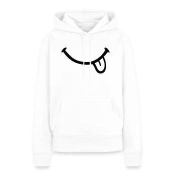 Smiley Langue - Sweat à capuche Premium bio Femme - blanc - Devant - Julia (174cm)
