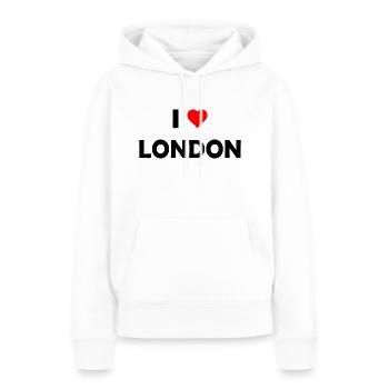 I love London - Great Britain - UK United Kingdom - Frauen Premium Bio Hoodie - Weiß - Vorne - Julia (174cm)