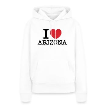 J’aime l’Arizona | Arizona (États-Unis) | J’ai le cœur de l’Arizona - Sweat à capuche Premium bio Femme - blanc - Devant - Julia (174cm)