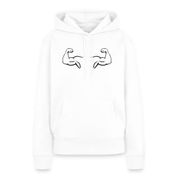 Biceps 2 - Sweat à capuche Premium bio Femme - blanc - Devant - Julia (174cm)