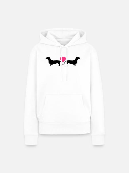Mein Herz für Dackel - Frauen Premium Bio Hoodie - Weiß