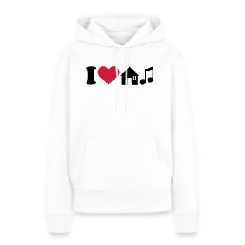 I love House music - Sweat à capuche Premium bio Femme - blanc - Devant - Julia (174cm)