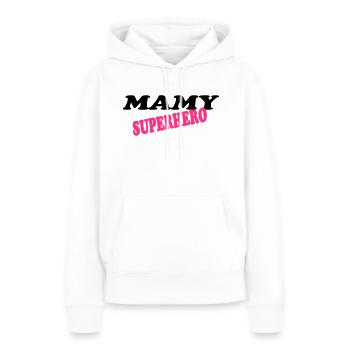 Mamy superhero - Sweat à capuche Premium bio Femme - blanc - Devant - Julia (174cm)