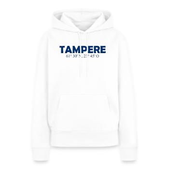 Tampere - Finlande - Coordonnées - Longitude - Sweat à capuche Premium bio Femme - blanc - Devant - Julia (174cm)