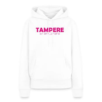Tampere - Finland - Coordinates - Longitude - Frauen Premium Bio Hoodie - Weiß - Vorne - Julia (174cm)