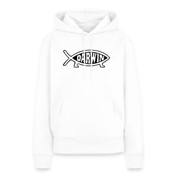 Darwin fish - Sweat à capuche Premium bio Femme - blanc - Devant - Julia (174cm)