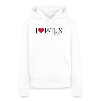 I love LaTeX - Sweat à capuche Premium bio Femme - blanc - Devant - Julia (174cm)