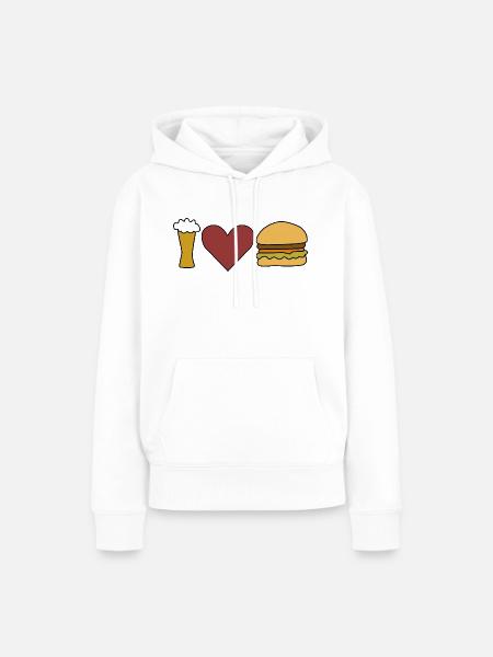 Burger Bier Liebe Herz - Frauen Premium Bio Hoodie - Weiß