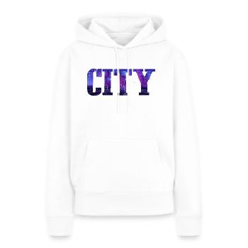 City - Frauen Premium Bio Hoodie - Weiß - Vorne - Julia (174cm)