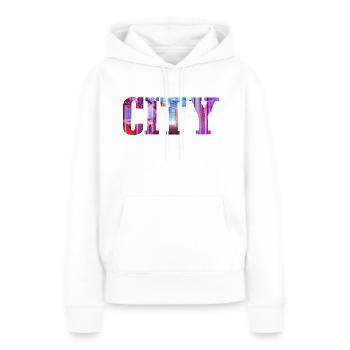 City - Frauen Premium Bio Hoodie - Weiß - Vorne - Julia (174cm)