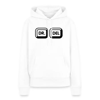 Docteur supprimer | 1c - Sweat à capuche Premium bio Femme - blanc - Devant - Julia (174cm)