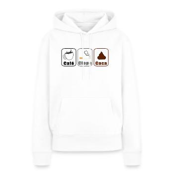 Café Clope Caca - Sweat à capuche Premium bio Femme - blanc - Devant - Julia (174cm)