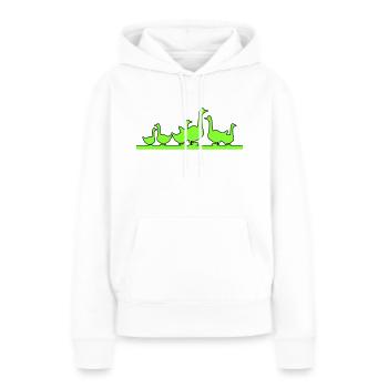 Famille des oies - Sweat à capuche Premium bio Femme - blanc - Devant - Julia (174cm)