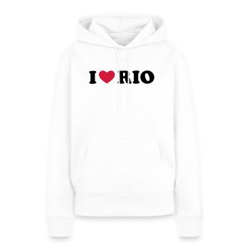 rio de janeiro - Sweat à capuche Premium bio Femme - blanc - Devant - Julia (174cm)