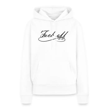 fuck off shirt provocateur 1c - Sweat à capuche Premium bio Femme - blanc - Devant - Julia (174cm)