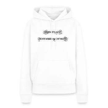 Wissen Macht - Frauen Premium Bio Hoodie - Weiß - Vorne - Julia (174cm)