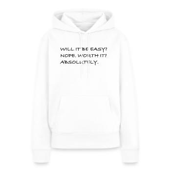Facile - Sweat à capuche Premium bio Femme - blanc - Devant - Julia (174cm)