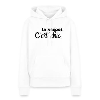 La street c’est chic - Sweat à capuche Premium bio Femme - blanc - Devant - Julia (174cm)
