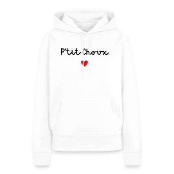 P’tit choux - Sweat à capuche Premium bio Femme - blanc - Devant - Julia (174cm)