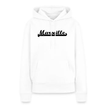 écrit marseille - Sweat à capuche Premium bio Femme - blanc - Devant - Julia (174cm)