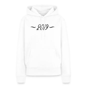 2019 - Frauen Premium Bio Hoodie - Weiß - Vorne - Julia (174cm)