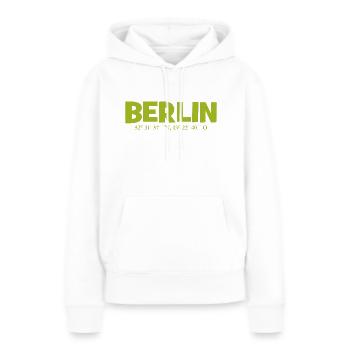 Coordonnées de Berlin - Latitude - Longitude - Sweat à capuche Premium bio Femme - blanc - Devant - Julia (174cm)