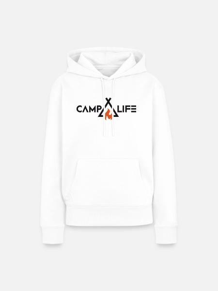Campen mit Lagerfeuer - Frauen Premium Bio Hoodie - Weiß