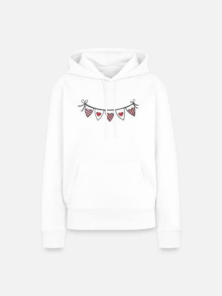 Herzgirlande Herzen - Frauen Premium Bio Hoodie - Weiß