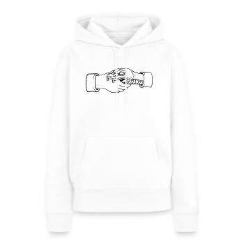 Se serrer la main Un serpent mord la main - Sweat à capuche Premium bio Femme - blanc - Devant - Julia (174cm)