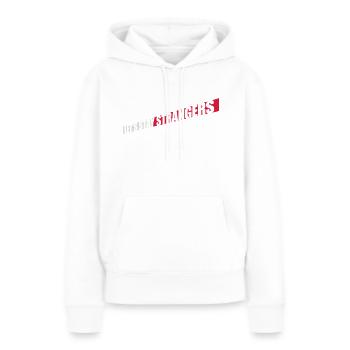Citation Restons Strangers - Sweat à capuche Premium bio Femme - blanc - Devant - Julia (174cm)