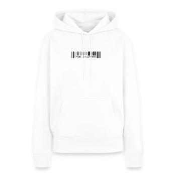 Fabriqué en Allemagne - Deutschland - Code-barres - Strichco - Sweat à capuche Premium bio Femme - blanc - Devant - Julia (174cm)