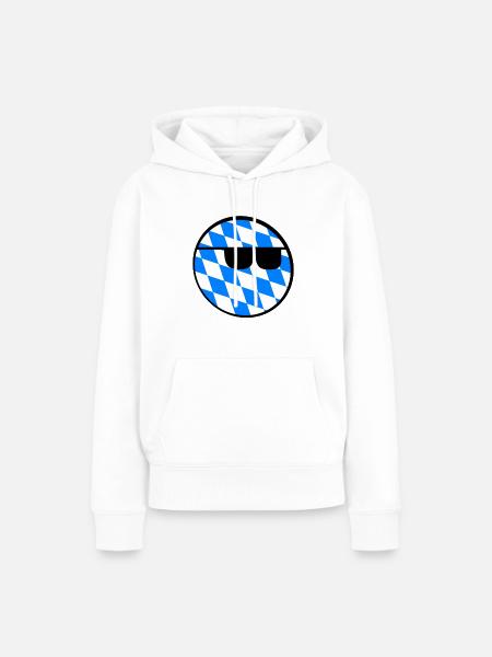Bayrischer Emoji mit cooler Sonnenbrille - Frauen Premium Bio Hoodie - Weiß