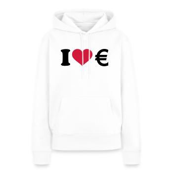 I love Euro - Sweat à capuche Premium bio Femme - blanc - Devant - Julia (174cm)