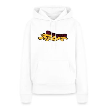 currywurst frite saucisse - Sweat à capuche Premium bio Femme - blanc - Devant - Julia (174cm)