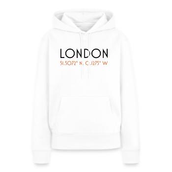 london coordinates - Sweat à capuche Premium bio Femme - blanc - Devant - Julia (174cm)