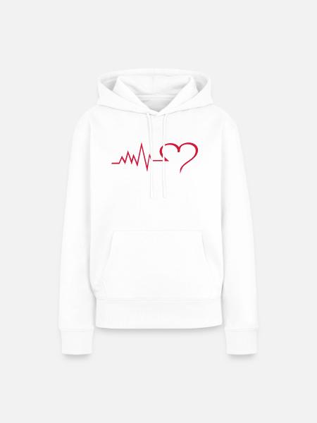 heartbeat - Frauen Premium Bio Hoodie - Weiß