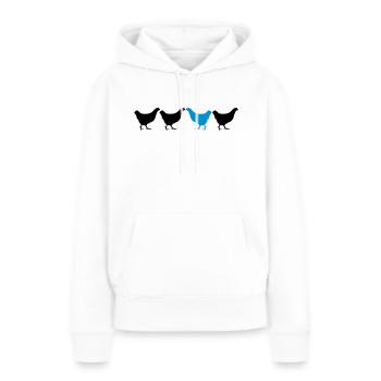 Être différent Huhn - Sweat à capuche Premium bio Femme - blanc - Devant - Julia (174cm)
