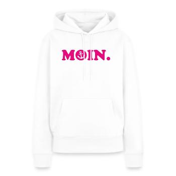 Moin - Guten Morgen - Nordsee - Ostsee - Anker - Frauen Premium Bio Hoodie - Weiß - Vorne - Julia (174cm)