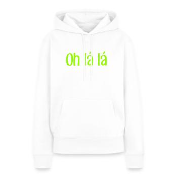 Oh lá lá - Dicton cool - Citation cool - Sweat à capuche Premium bio Femme - blanc - Devant - Julia (174cm)