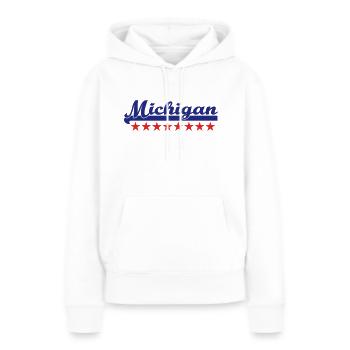 michigan - Sweat à capuche Premium bio Femme - blanc - Devant - Julia (174cm)