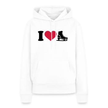 I love Schlittschuh - Frauen Premium Bio Hoodie - Weiß - Vorne - Julia (174cm)