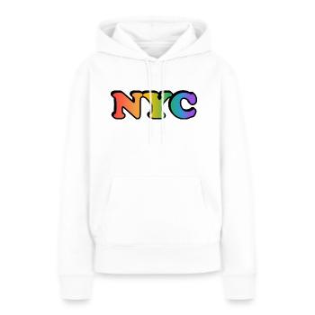 Gay NYC - Sweat à capuche Premium bio Femme - blanc - Devant - Julia (174cm)