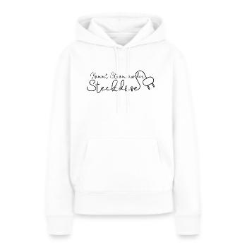 Kommt Strom aus der Steckdose - Frauen Premium Bio Hoodie - Weiß - Vorne - Julia (174cm)